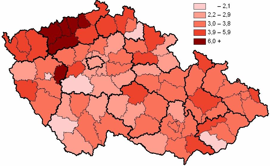 1. Průměr novorozenecké úmrtnosti za období 2003