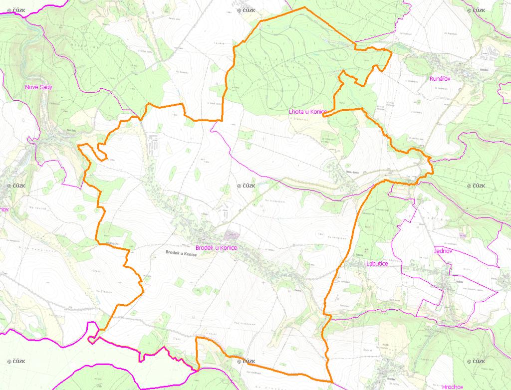 A. NÁZEV OBCE Název části obce (ZSJ): Brodek u Konice Mapa A: Území obce Přehledová