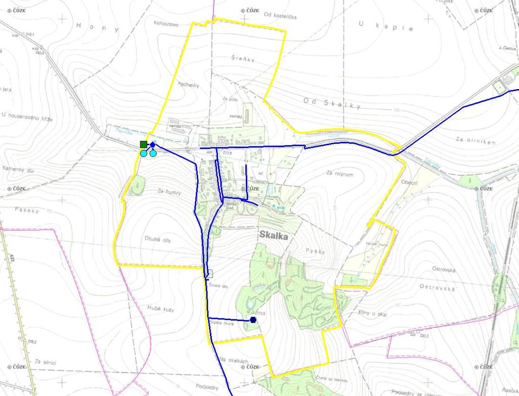 B.2 ZÁKLADNÍ INFORMACE O OBCI (části obce - ZSJ) Obec Skalka se rozprostírá na ploše 173 ha v nadmořské výšce 218 m a leží 9 km jihovýchodně od Prostějova.