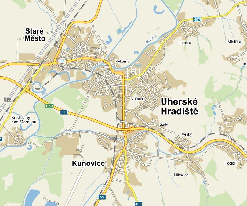 Součástí trojměstí Uherské Hradiště, Staré Město, Kunovice funkční