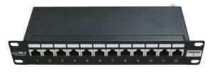 System class E, shielded : 11120341 : 11320303 Patch Panel 10" BKT 12 x RJ45 ź Cross Panel designed in 10 standard with a height of 1U ź Integrated cabling shelf for securing cables using cable ties