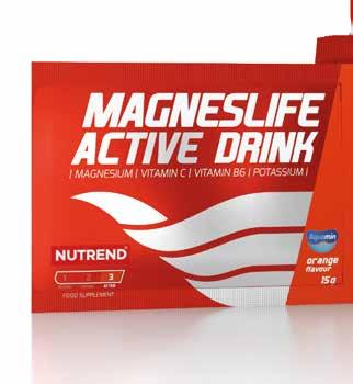 KŘEČE MAGNESLIFE ACTIVE DRINK Zcela nový produkt v instantní formě s jednoduchým dávkováním ve formě sáčků je určen k doplnění důležitých minerálů, jako jsou hořčík a draslík, a také