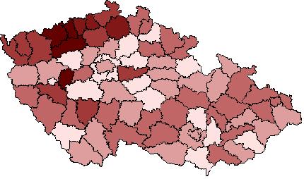 1. Průměr novorozenecké úmrtnosti za období 2001-2005 - 1,0 1,1 1,8 1,9 2,6 2,7 3,4 3,5 4,2 4,3