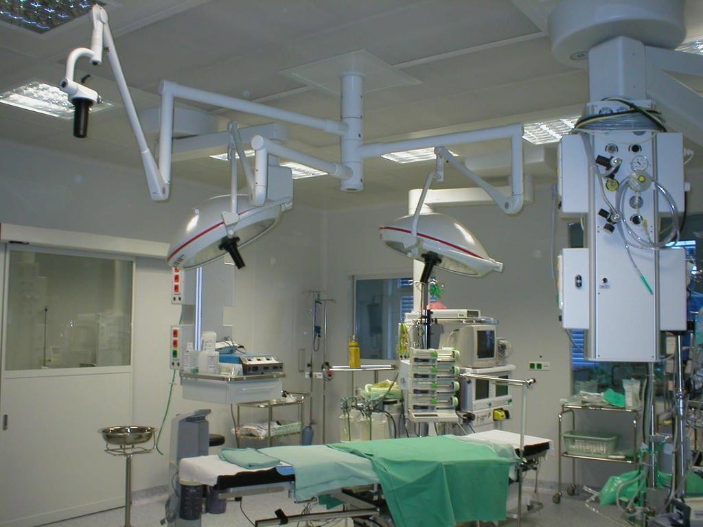 Operační sál = čistý zdravotnický provoz Přiváděný vzduch; pozitivní tlakový gradient