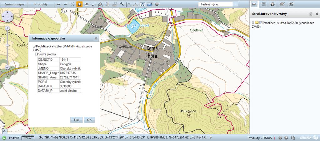 Nová prohlížecí služba Data50 Nová prohlížecí služba WMS Data50 poskytuje obraz dat topografické databáze České republiky Data50.