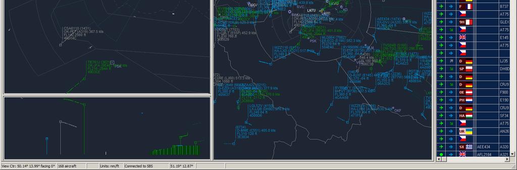 klasické mapě pomocí VirtualRadar.