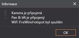 4. APLIKACE WORKSWELL TRUCK INFRARED SYSTEM 4.2 Stavy Okno se stavy zobrazuje aktuální stav připojení kamery, připojení motoru a zda byl spuštěn wifi hotspot s určitým jménem.