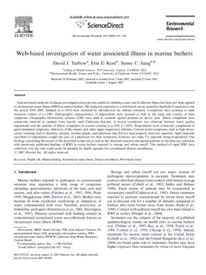 Vznik dotazníku na počátku byl článek Turbow DJ, et al. Web-based investigation of water associated illness in marine bathers. Environ Res. 2008 106(1):101-109.