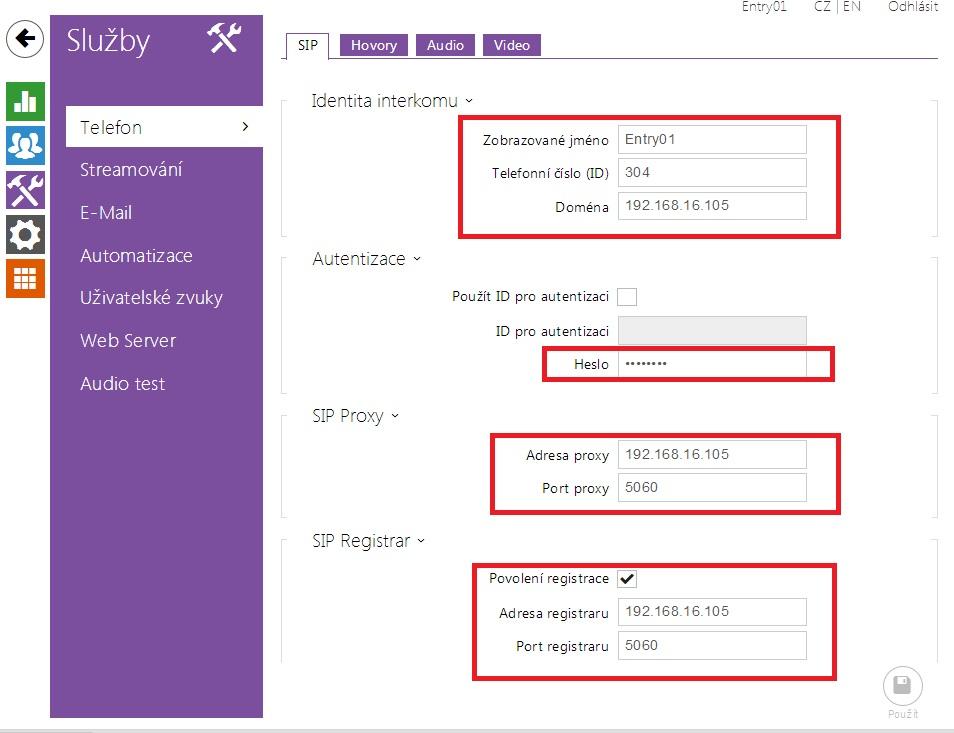 Administrace kodeků Pro konfiguraci audio kodeků klikněte v levém menu webového rozhraní na Advanced Settings - Audio Codecs.