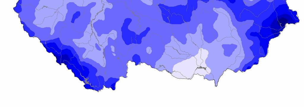 lokálně pro dané území, na němž spoj stavíme. Na obr. 2.6 je pro zajímavost mapa průměru srážkových úhrnů na území České Republiky za období 1961-1990 [8].