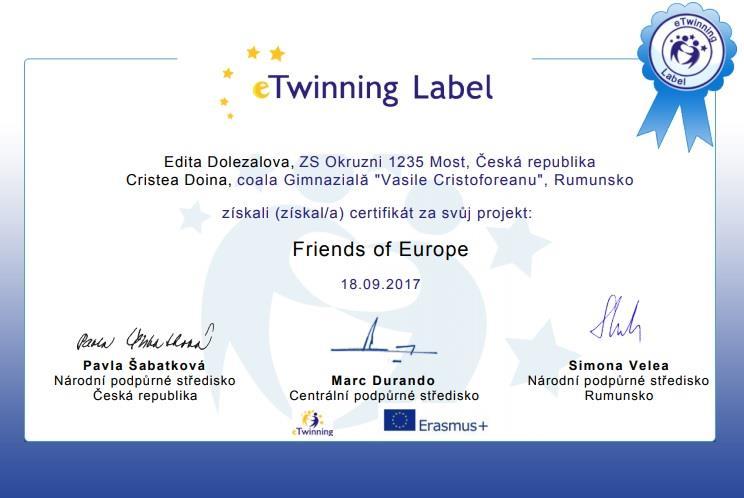 Projekt 5.C Friends of Europe Žáci z 5.