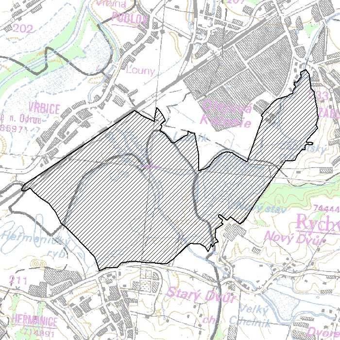 Obr. 10: Schematická mapa hranice EVL Heřmanický rybník (zdroj: nařízení Vlády č. 132/2005 