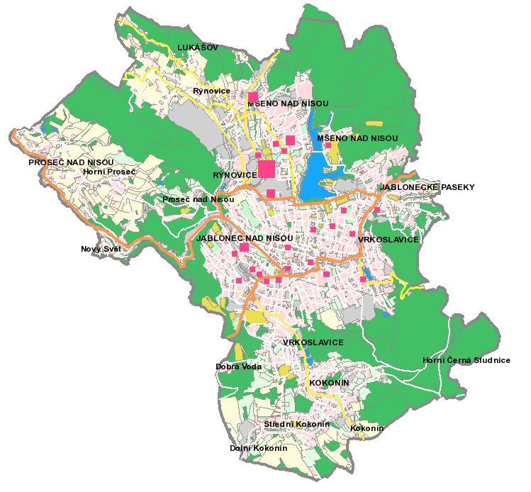 Mapa výskytu injekčního materiálu na území Jablonce nad Nisou v roce 2009 6.3.