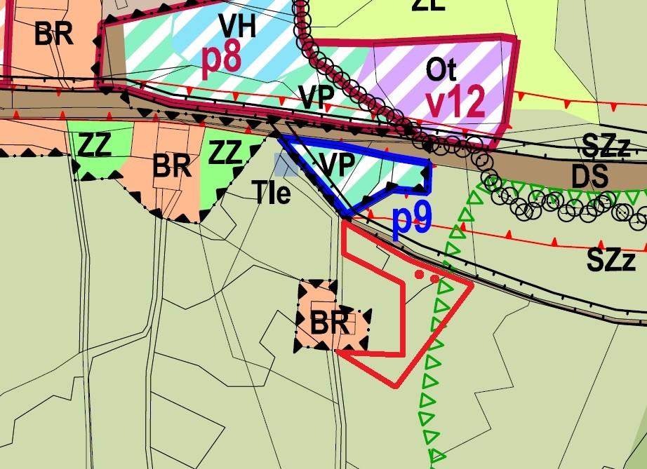 Podmínky ÚP Věcov ve znění změny č.1 Plochy smíšené nezastavěného území ve II. zóně CHKO (SZ) na pozemcích ZPF: - nepřípustné využití: činnosti ev.