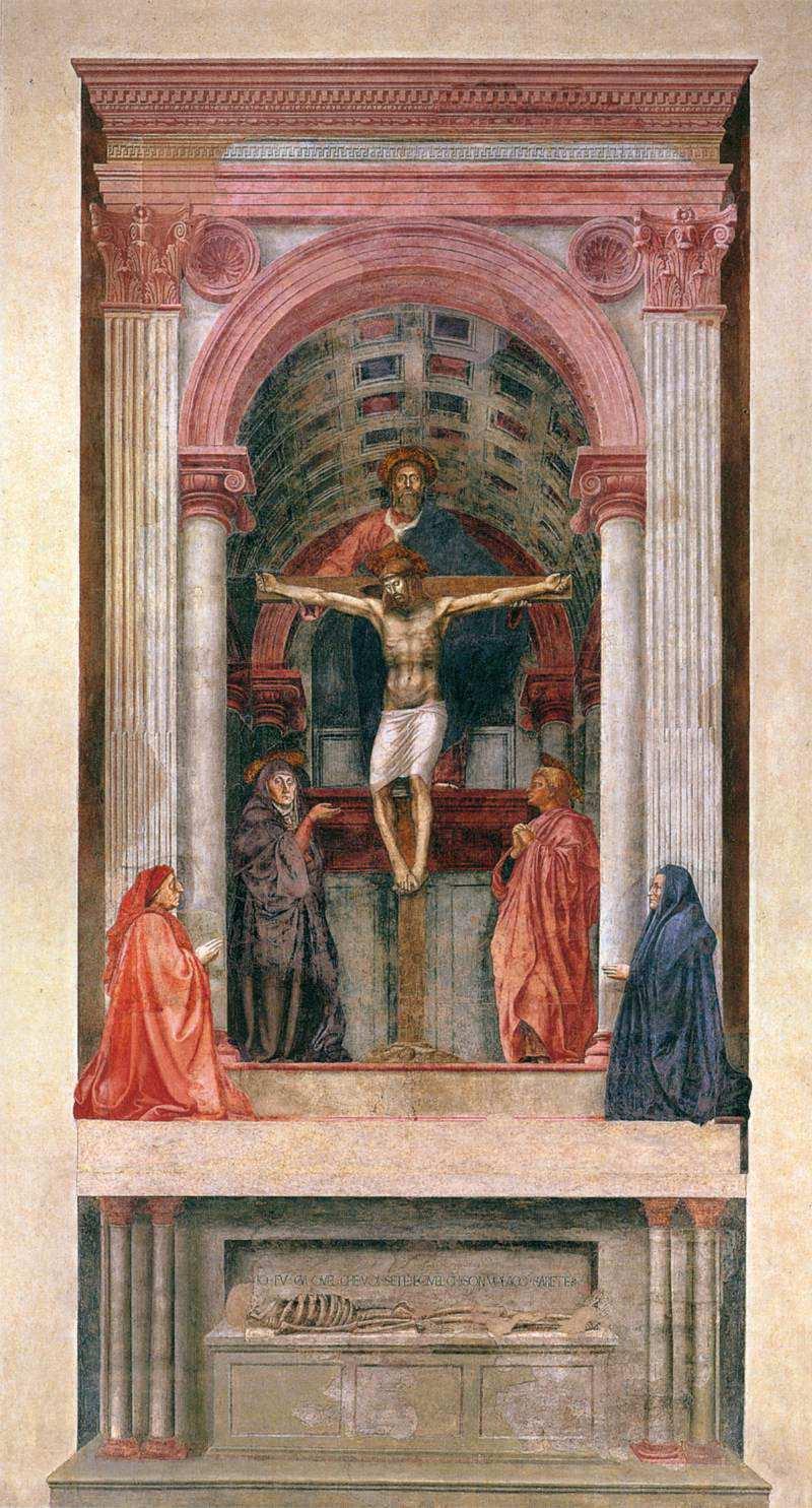 13. Masaccio: Svatá Trojice, 1425, freska, 640 x