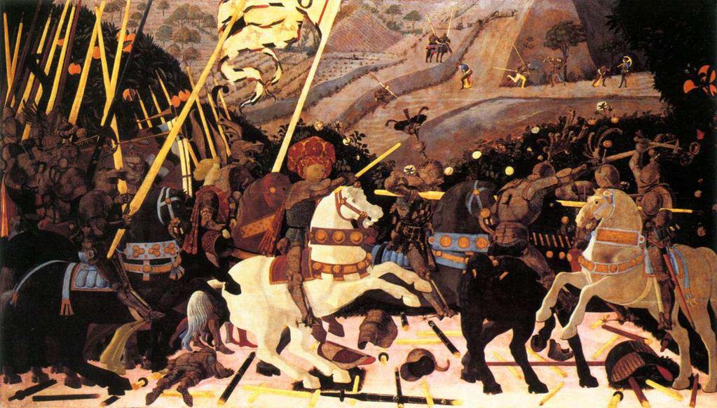 18. Paolo Uccello: Bitva u San Romana, Niccolo da Tolentino v čele florentského