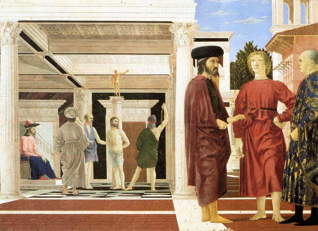 Piero della Francesca: Bičování Krista, kolem 1459 1463, olej