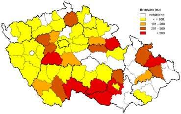 m 3 a celkové napadení okolo 18 mil. m 3 = roční etát (dosud nejvyšší kůr. těžby 2-3 mil. m 3 ) V roce 2019 (dle vývoje počasí) napadení až desítek mil.