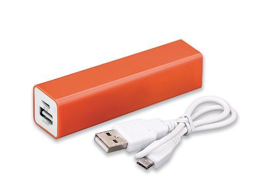 3. Powerbanka Tesla, plast, kapacita 2200mAh, černá, bílá, červená, modrá, oranžová, žlutá, sv. zelená. USB a Micro USB vstup.