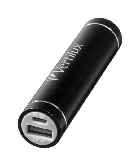9. Powerbanka kulatá hliník, kapacita 2200 mah, černá, stříbrná, modrá. USB a Micro USB vstup.