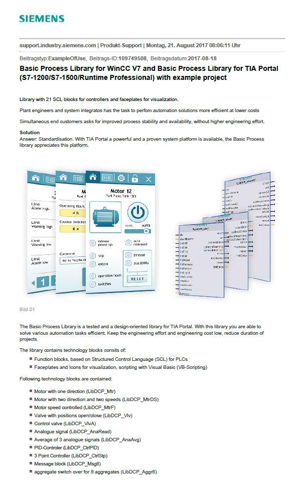 Basic Process Library Product Support SIOS entry : 109749508 basic process library DE: https://support.