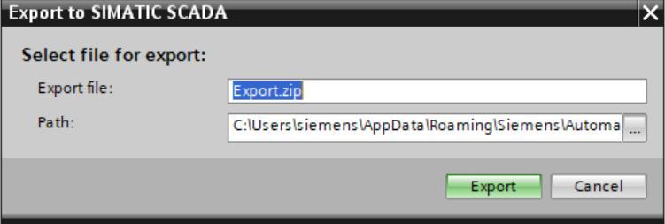 Pokud není volba exportu v TIA Portalu