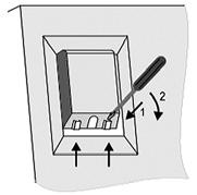Attach the unit to the cabinet by screwing 4 screws in the holes in the side walls of the unit. The holes can be seen after opening the door. 6. Plug the supply cable into the wall outlet.