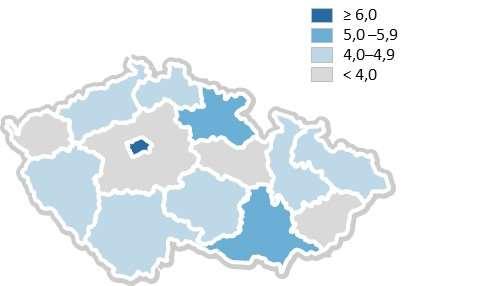 Počet lůžek akutní péče v nemocnicích v letech 2015 2017 dle kraje zařízení Hlavní město Praha Jihomoravský kraj Královéhradecký kraj Plzeňský kraj Ústecký kraj Česká republika Olomoucký kraj