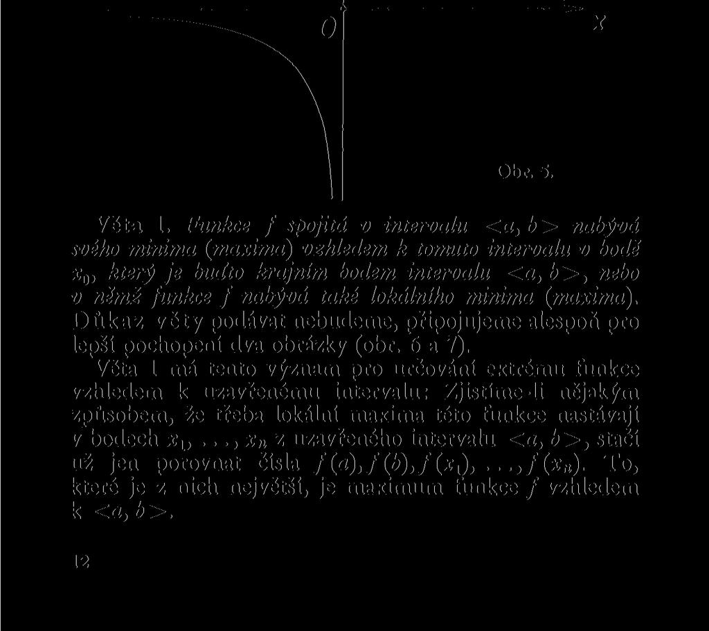 v intervalu ( o«), nýbrž jen v intervalech ( «=, 0) a (0, oo). V bodě x = 0 je graf přerušen, funkce v něm není definována (obr. 5). Nyní můžeme vyslovit tyto věty: / X 1 Obr. Věta 1.