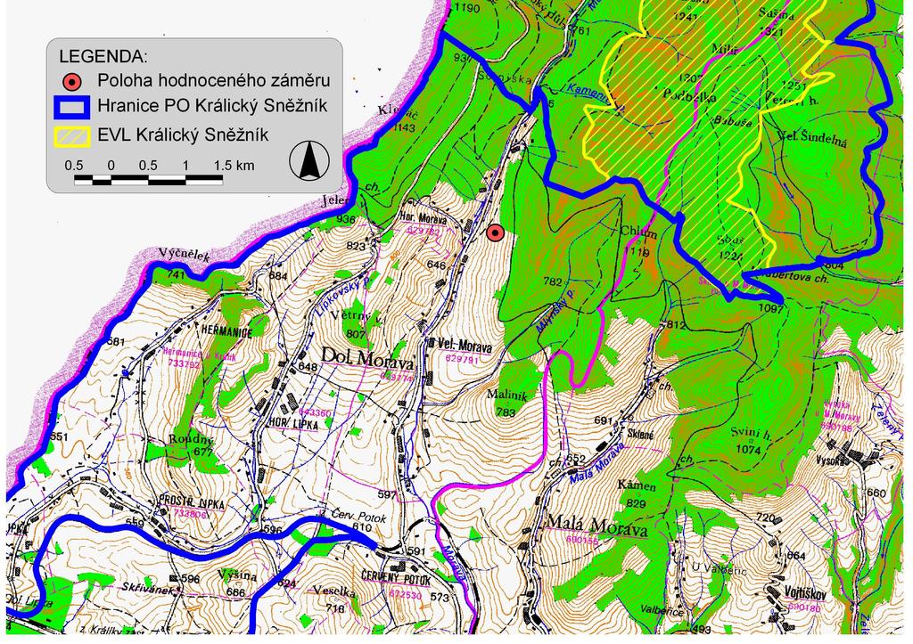 SKI CENTRUM, Dolní Morava. Průzkum během vegetačních sezón 2007 a 2008 zpracoval RNDr. Jiří Veselý ve spolupráci s Mgr. Stanislavou Čížkovou a RNDr. Miroslavem Honců.