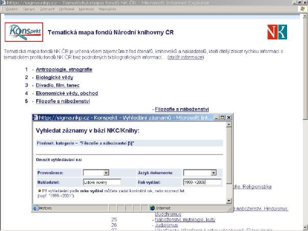 Konspektu v bibliografických záznamech byl vytvořen základ pro vznik komplexní a srozumitelné tematické mapy knihovních fondů vytvořené na základě jednotné metodiky.
