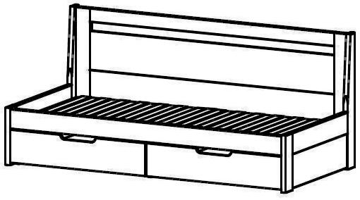 a délka 2064 mm (složený stav) - výška roštu postele TANDEM - 300 mm od podlahy - v ceně postele jsou dva rošty pevně spojené s postelí a dvě samostatné zásuvky sloužící jako úložný prostor - ve