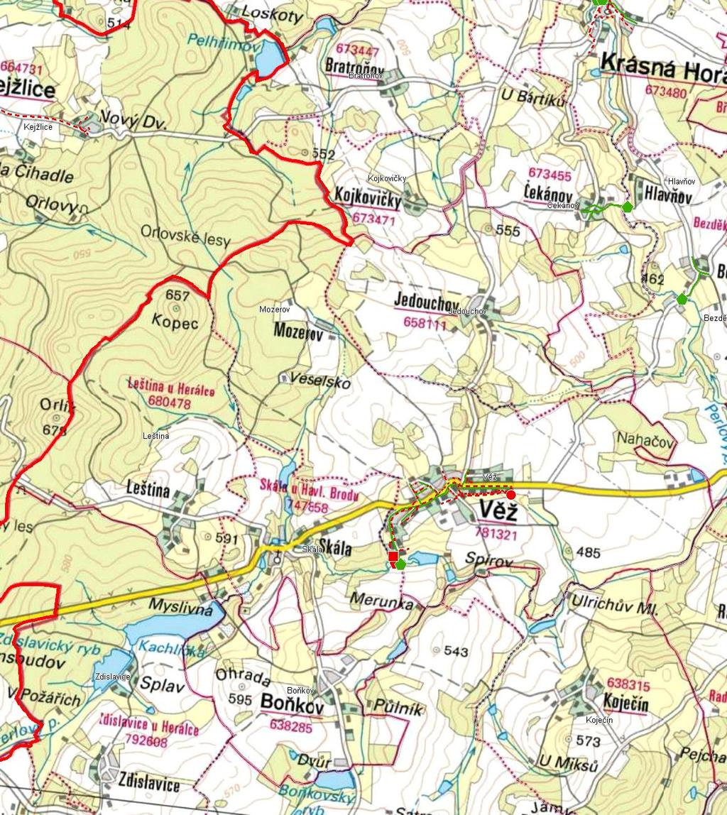 MAPA - KANALIZACE Trasování sítí, lokalizace ČOV, čerpacích stanic, výústí, odlehčovacích komor Kanalizace: