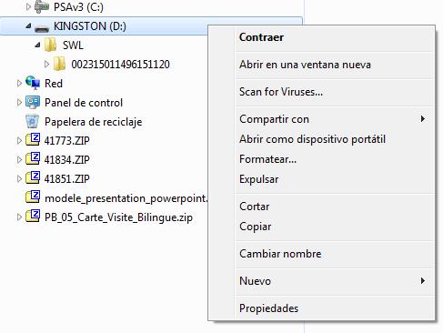 obsahuje Pro uživatele Microsoft Windows: Vložte USB flash disk do počítače Spusťte Průzkumník (stiskněte najednou klávesu "Windows" a "E" ) Pravým tlačítkem myši klikněte na USB flash disk Z