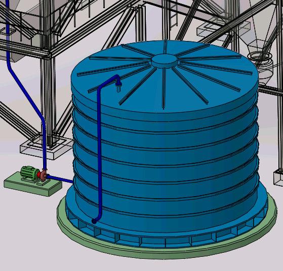 8.3 Technologie dávkování procesní vody Součástí technologie dávkování procesní vody je zásobní nádrž, čerpadlo, potrubí s armaturami a rotační atomizér umístěný na stropě absorbéru.