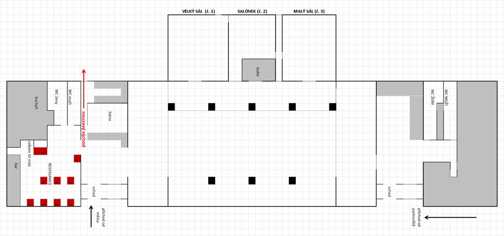 Plánek sálů pro konference 12 5 sálů a hlavní