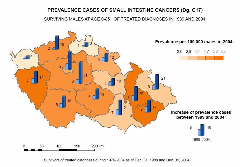 Obr.2: Ukázka návrhu mapového výstupu pro vybranou onkologickou diagnózu v ČR Oblast 5.