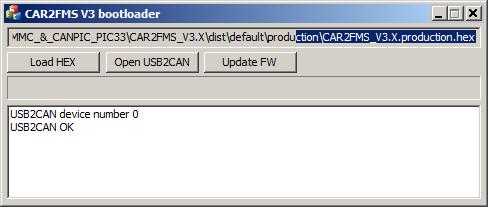Aktualizace firmware Pro update FW se využívá ODLIŠNÝ program než v případě CAR2FMS V2. Aktualizace firmware se provádí prostřednictvím sběrnice CAN.