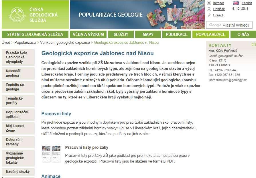 Elektronický obsah Web Česká geologická služba http://www.