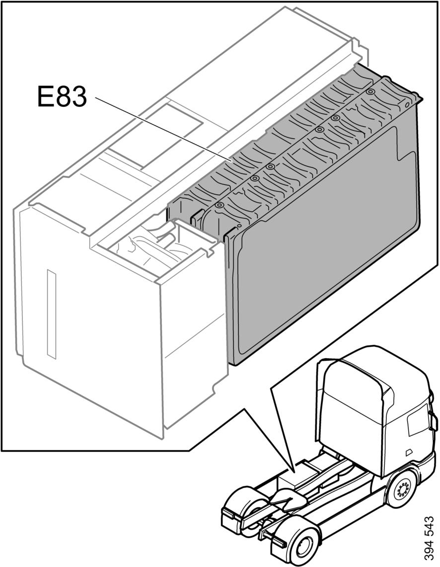 Hybridní nákladní vozidla Komponenty s napětím třídy B (650 V) E83, Akumulátor elektrického pohonu Akumulátor pohonného systému je lithium-ion akumulátor s napětím třídy B (650 V).