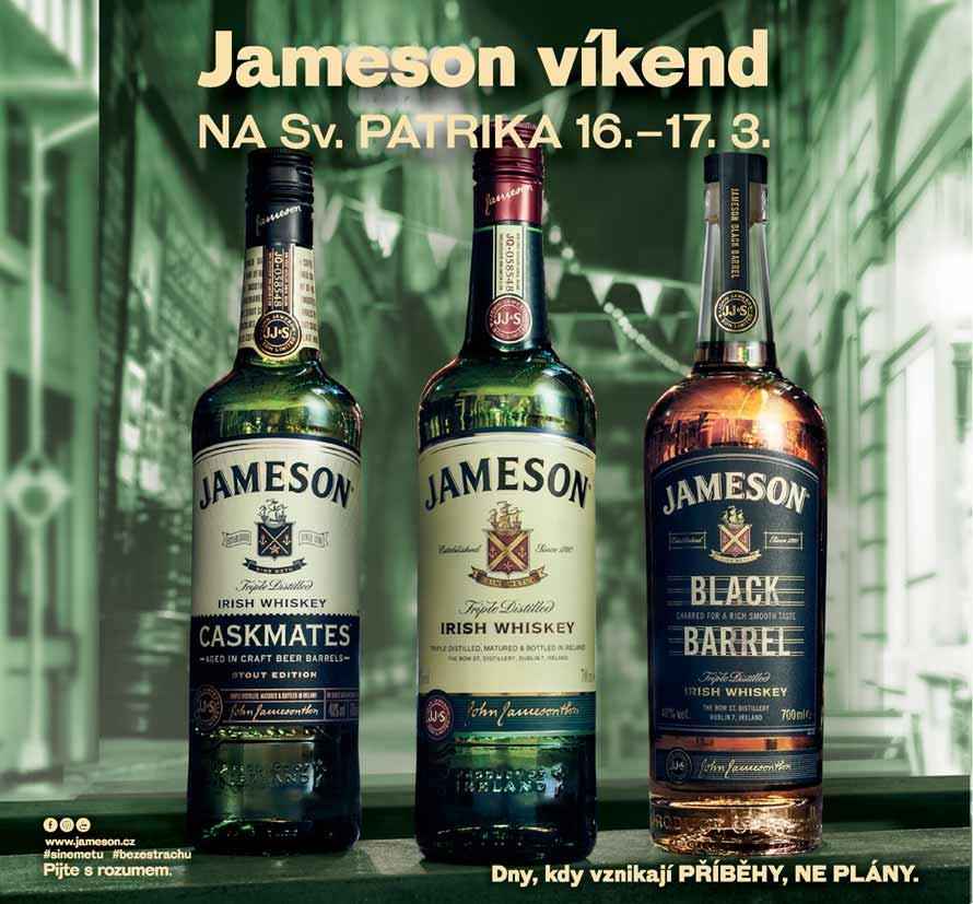 březen 2019 Jameson Caskmates Irish Whiskey 40% Jameson Original Irish Whiskey 40%, Jameson Black Barrel Irish Whiskey 40% 445,87 Kč 539,50 s DPH