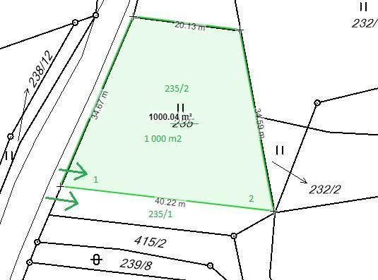 Výměry p.č. (m 2 ) 235/1 206 235/2 1000 Celkem 1206 Původní parcela č.
