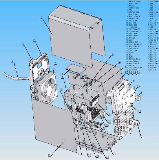 3. NÁHRADNÍ DÍLY SPARE PARTS Pos. Item No Popis Description Quantity 8.30.006-F Kryt horní Pegas 30E Cover upper Pegas 30E 2 8.068.970 Panel zadní Pegas 30 E Back Panel PEGAS 30 E 3 7.232.