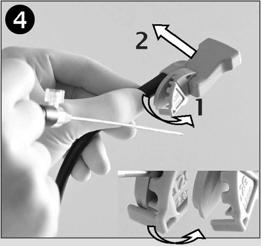 Uvolnění jehly během biopsie V průběhu biopsie můžete jehlu uvolnit, takže lze zavaděč jehly a snímač vyjmout z pacienta a ponechat na místě pouze jehlu. Levou rukou držte snímač.