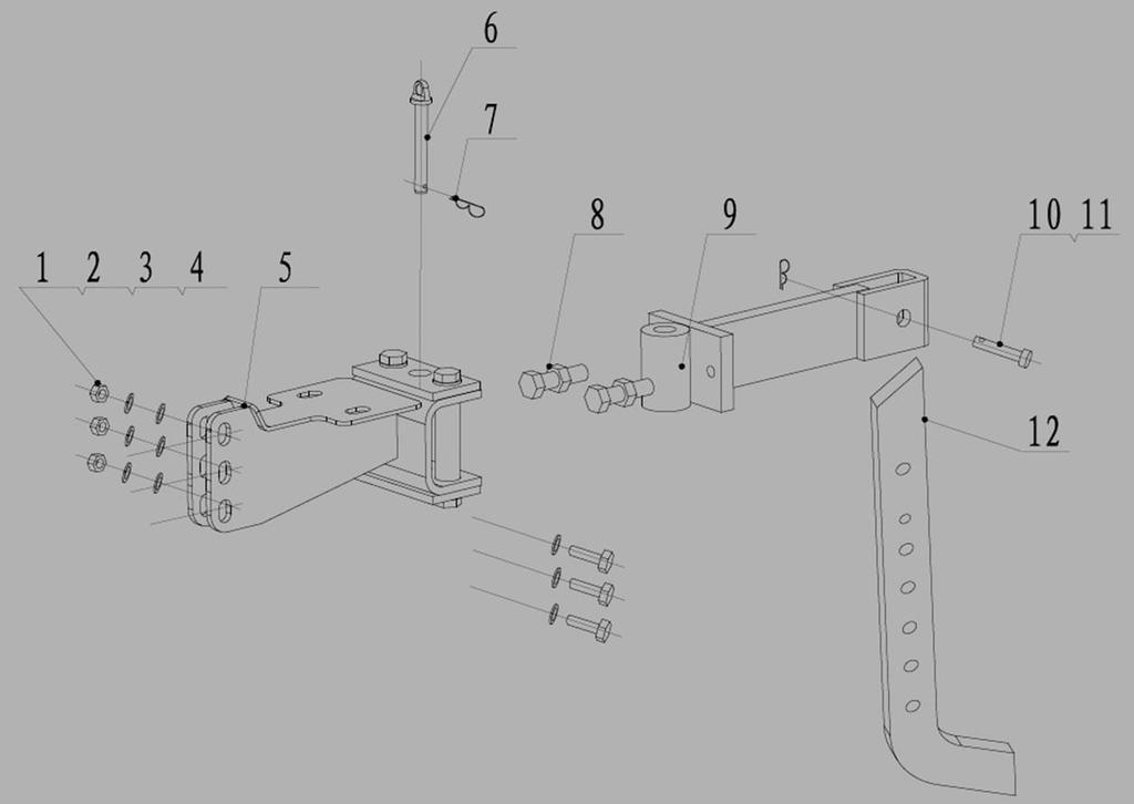 5 7100-411 Závěs Drawbar 6 7100-806 Kolík závěsu D=18mm Trailer bolt D=18mm 7 7100-412 Závlačka 3x20x60 Cotter pin 9