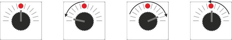 > - Otočný regulátor nebo během jedné sekundy otočte nejdříve o 90 doleva, poté o 90 doprava, a poté zpět doprostřed. LED dioda bliká vícekrát po sobě.