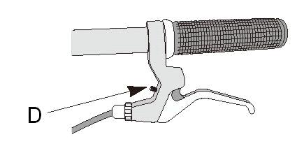 Pokud jsou brzdové špalky v jiné vzdálenosti od ráfku, měl by být každý nastaven pomocí nastavovacího šroubu do požadované vzdálenosti 1mm od ráfku. (obr 4) (3).