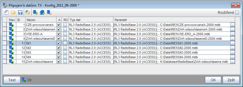 Dialog pro konfiguraci datových kontejnerů Kopírování mezi kontejnery Impelentace datových kontejnerů umožňuje snadné vytvoření prázdného kontejneru a kopírování dat mezi jednotlivými databázemi