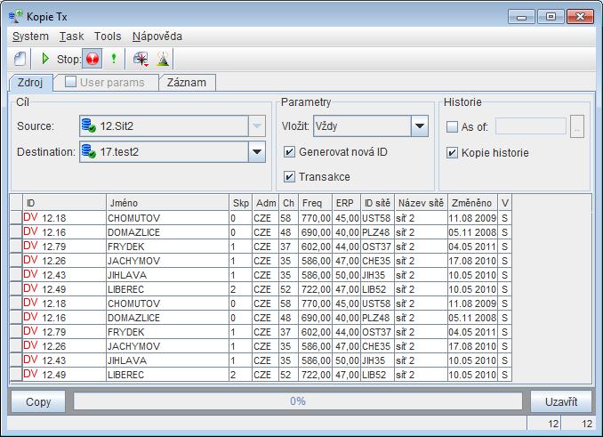 6, soubor databáze MS Access 2000 2. RL3 RadioBase 2.0 DERBY - struktura záznamy RadioBase 2, nativní databáze RadioLab 4 (Derby), možnost režimu Embedded nebo Server 3.