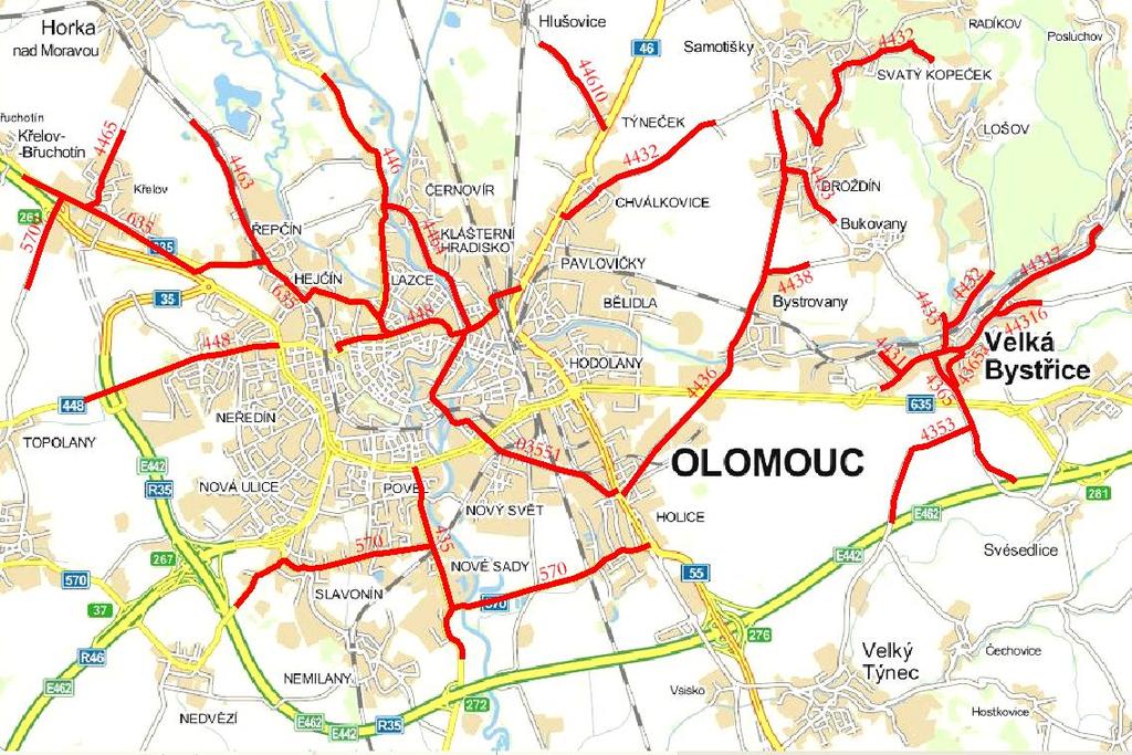 1 POPIS HLAVNÍCH POZEMNÍCH KOMUNIKACÍ Součástí zpracovaného akčního plánu jsou II. a III. třídy ve vlastnictví Olomouckého kraje.